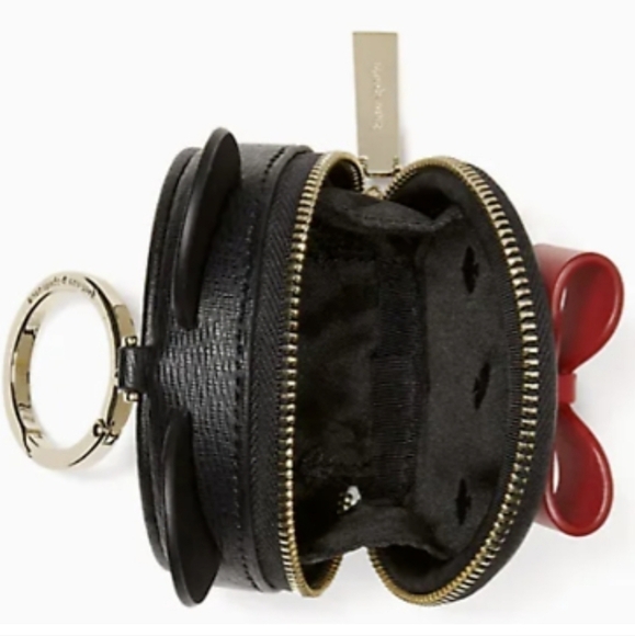 Kate Spade X Disney Minnie Mouse Coin Purse Key Fob Red Bow Polka Dot Bag Charm - Picture 5 of 15